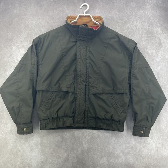 Vtg 80-90s Marc by Andrew Marc Mens XL Bomber Jacket Olive Green Mustard Collar - Picture 4 of 10